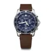 Victorinox Swiss Army Maverick Chronograph Quartz Blue Dial Brown Leather Strap Men's Watch 241865 In Blue
