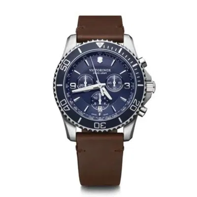 Victorinox Swiss Army Maverick Chronograph Quartz Blue Dial Brown Leather Strap Men's Watch 241865