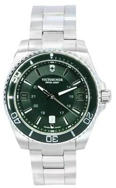 Pre-owned Victorinox Swiss Army Maverick Green Dial Date Quartz Vic241934 100m Mens Watch