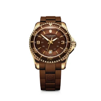 Pre-owned Victorinox Swiss Army Men's Maverick Gs Brown Dial Rubber Strap Watch 241608