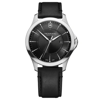 Pre-owned Victorinox Swiss Army Men's Watch Alliance Silver Tone Case Black Dial 241904