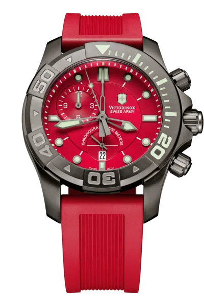 Pre-owned Victorinox Swiss Army Red Dial Dive Master 500 Men's Chronograph Watch 241422