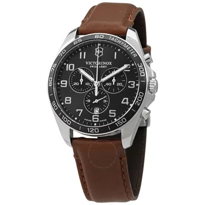 Victorinox Victorivox Fieldforce Classic Chronograph Quartz Black Dial Men's Watch 241928 In Brown/silver Tone/black
