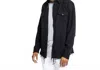 Victorious Long Sleeve Button Up Denim Jacket In Black In Black