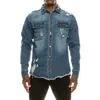 Victorious Long Sleeve Button Up Denim Jean Jacket In Indigo In Blue