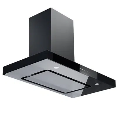 Victory 36" 600 Cfm Black Wall Mount Range Hood With Glass Panels In Matte Black
