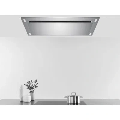 Victory 38 Inch 600 Cfm Flush Mount Ceiling Island Range Hood, Wall Switch And Dimmable Led's In White
