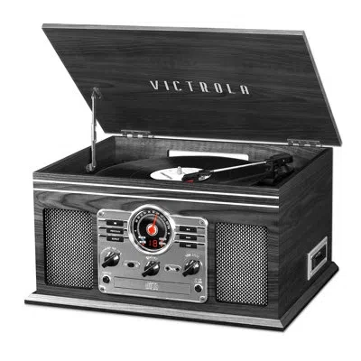 Victrola 6-in-1 Bluetooth Decorative Record Player With 3-speed Turntable In Farmhouse Shiplap Gray