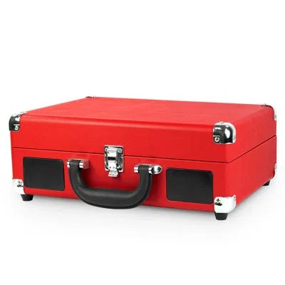 Victrola Bluetooth Suitcase Decorative Record Player With 3-speed Turntable In Red