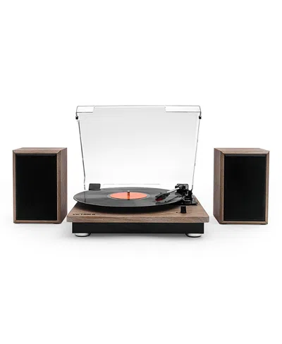 Victrola Montauk Bluetooth Turntable System With Bookshelf Speakers In Black