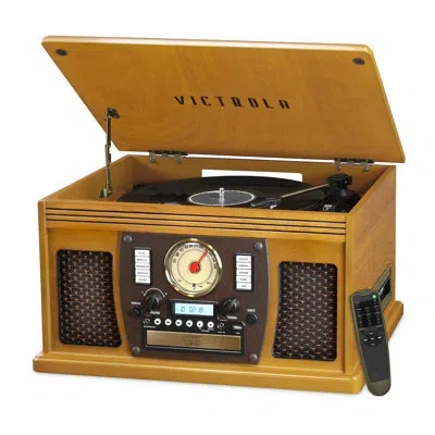 Victrola Navigator 8-in-1 Classic Bluetooth Record Player With Usb Encoding And 3-speed Turntable In Oak