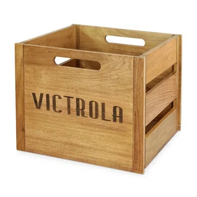 Victrola Record Solid Wood Crate In Brown