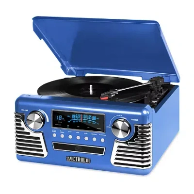 Victrola V50-200 50's Retro Stereo With Turntable In Blue