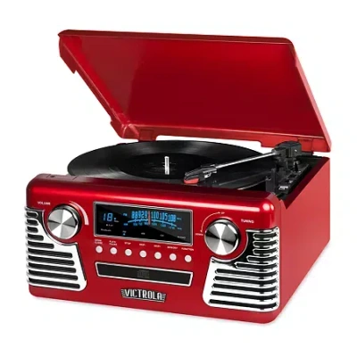 Victrola V50-200 50's Retro Stereo With Turntable In Red