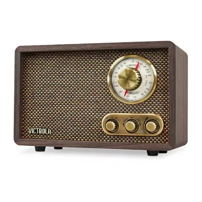 Victrola Vrs-2800 Retro Wood Bluetooth Am/fm Radio With Rotary Dial In Brown