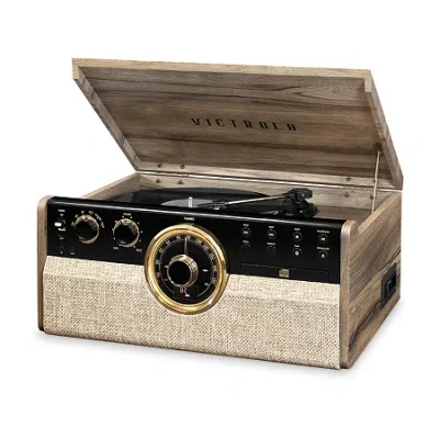 Victrola Vta-270b 6-in-1 Wood Bluetooth Mid-century Record Player With 3-speed Turntable In Sand