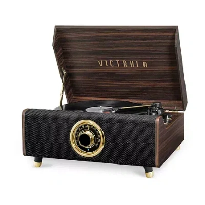 Victrola Vta-330b 4-in-1 Highland Bluetooth Record Player With 3-speed Turntable And Fm Radio In Brown