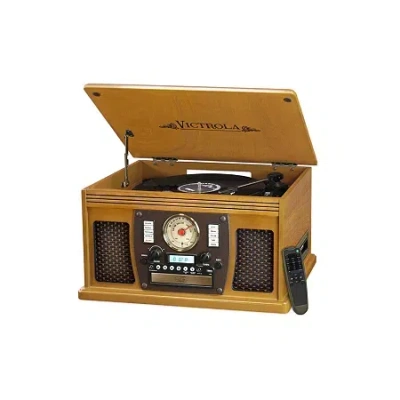 Victrola Vta-600b Wooden 8-in-1 Nostalgic Record Player With Bluetooth And Usb Encoding In Sand