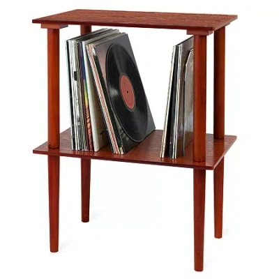 Victrola Wooden Stand With Record Holder In Brown