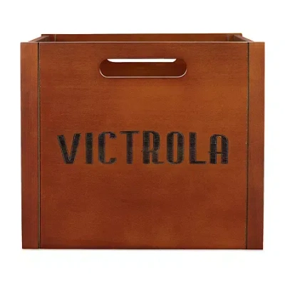 Victrola Wooden Vinyl Record Crate In Brown