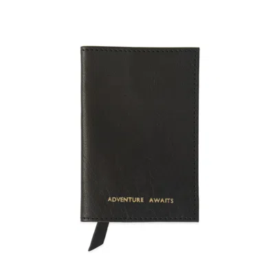 Vida Vida Adventure Awaits Black Leather Passport Cover