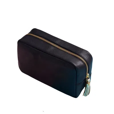 Vida Vida Black Leather Make-up Bag With Gold Tassel