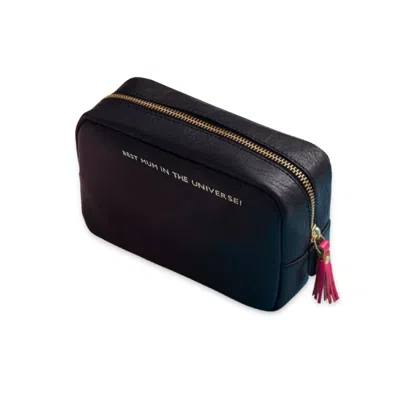 Vida Vida Black Leather Make-up Bag With Pink Tassel- Best Mum In The Universe