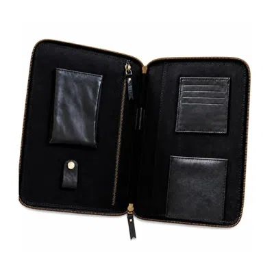 Vida Vida Black Leather Travel Organiser Ipad Size