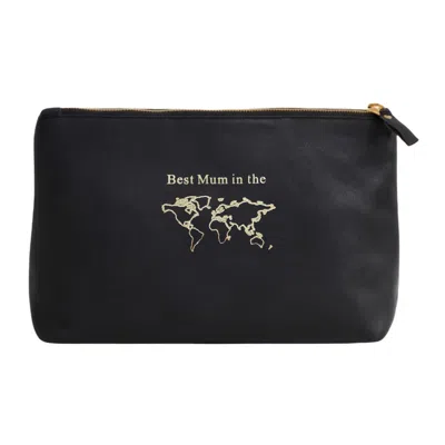 Vida Vida Black Luxury Leather Wash Bag - Best Mum In The World