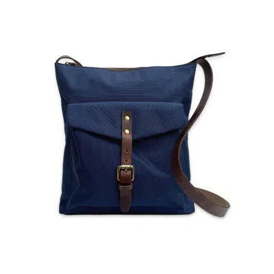 Vida Vida Blue Nylon & Leather Men's Messenger Bag - Navy