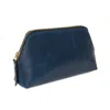 Vida Vida Blue Solar Navy Leather Make-up Bag In Blue