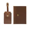 Vida Vida Brown Luxe Tan Leather Luggage Tag & Passport Holder Set In Brown