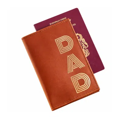 Vida Vida Brown Tan Leather Passport Cover With Dad In Multi