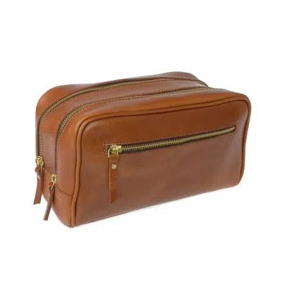 Vida Vida Brown The Double-up Tan Leather Wash Bag Three Zip