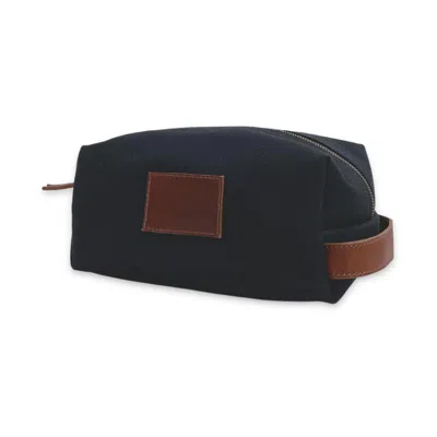 Vida Vida Canvas & Leather Wash Bag - Black & Tan