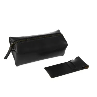 Vida Vida Classic Black Leather Grooming Bag