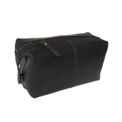 Vida Vida Classic Black Leather Wash Bag