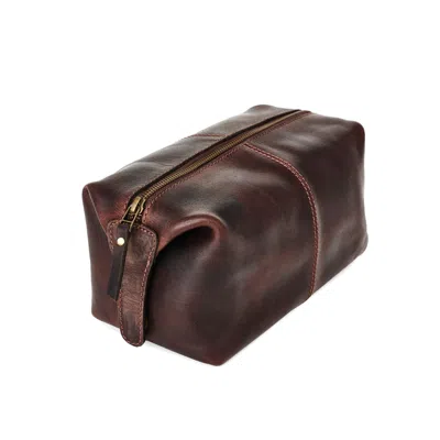 Vida Vida Classic Dark Brown Leather Wash Bag