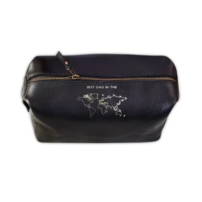 Vida Vida Deluxe Black Leather Wash Bag - Best Dad In The World