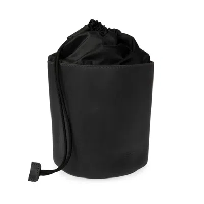 Vida Vida Luxe Black Leather Drawstring Wash Bag