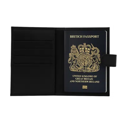 Vida Vida Luxury Leather Passport Cover With Card Slots - Black