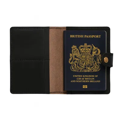 Vida Vida Luxury Leather Passport Travel Holder - Black