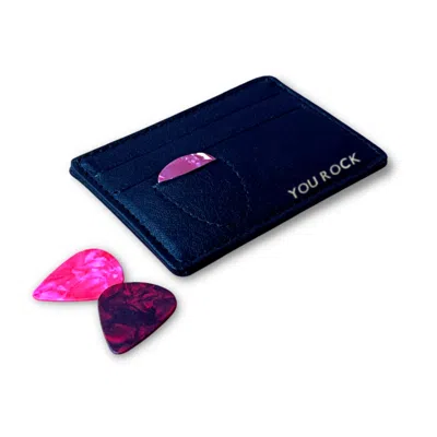 Vida Vida Men's Black Guitar Plectrum Leather Card Holder - You Rock
