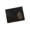 Vida Vida Men's Black Leather Wave Card Holder With Contrast Blue Stitch - Dad Tattoo Design