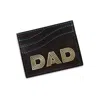 Vida Vida Men's Black Leather Wave Card Holder With Contrast Blue Stitch - For Dads