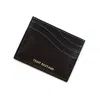 Vida Vida Men's Black Leather Wave Card Holder With Contrast Blue Stitch - Tight Bastard In Black