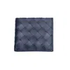 Vida Vida Men's Blue Plaited Navy Leather Card Wallet In Blue