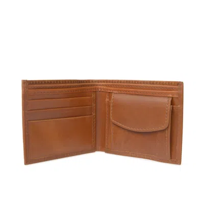 Vida Vida Men's Brown Classic Tan Leather Wallet With Coin Pocket