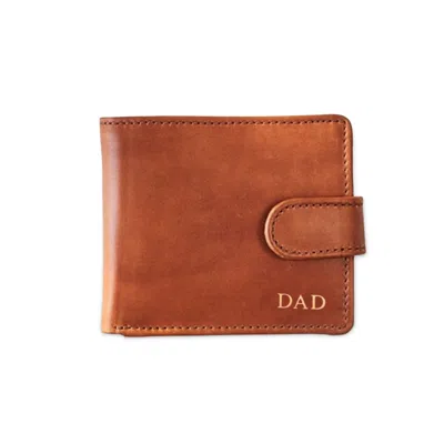 Vida Vida Men's Brown Dad Tan Leather Tri Fold Wallet In Burgundy