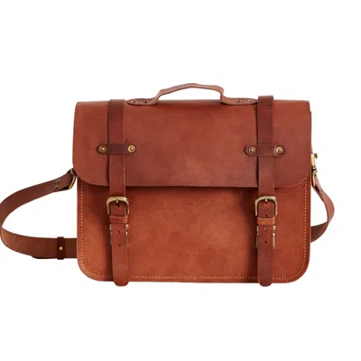 Vida Vida Men's Brown Handmade 15 Inch Leather Laptop Bag With Lifetime Guarantee -tan